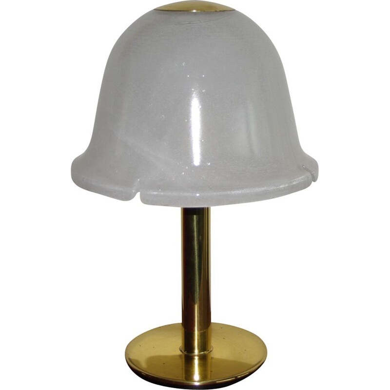 Vintage glass and brass table lamp by Limburg, Germany 1970