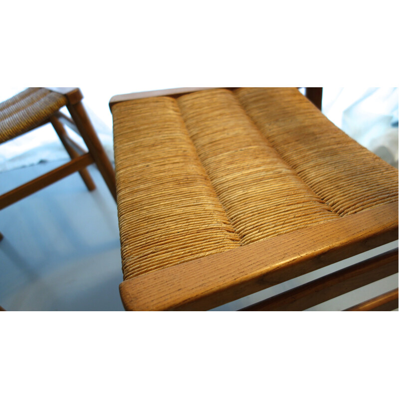 Vergnères pair of chairs in ash and straw, Pierre GAUTIER-DELAYE - 1950s