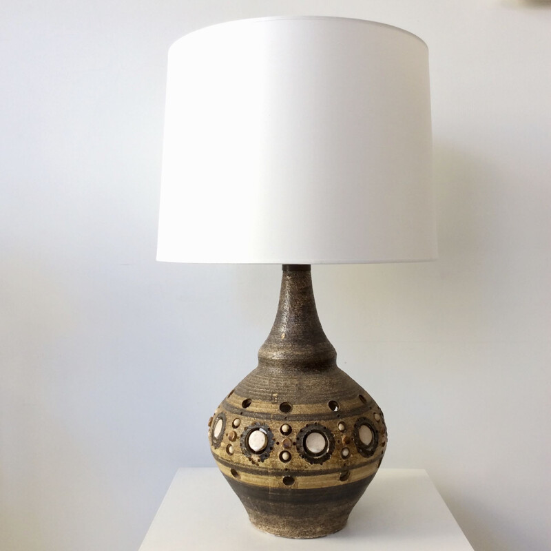 Large vintage ceramic lamp by Georges Pelletier, France, 1970s