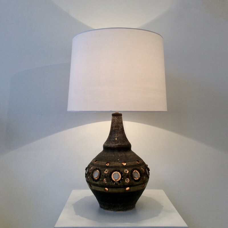 Large vintage ceramic lamp by Georges Pelletier, France, 1970s