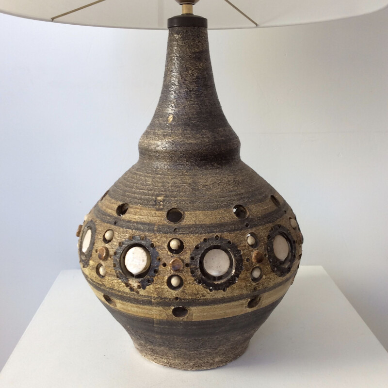 Large vintage ceramic lamp by Georges Pelletier, France, 1970s