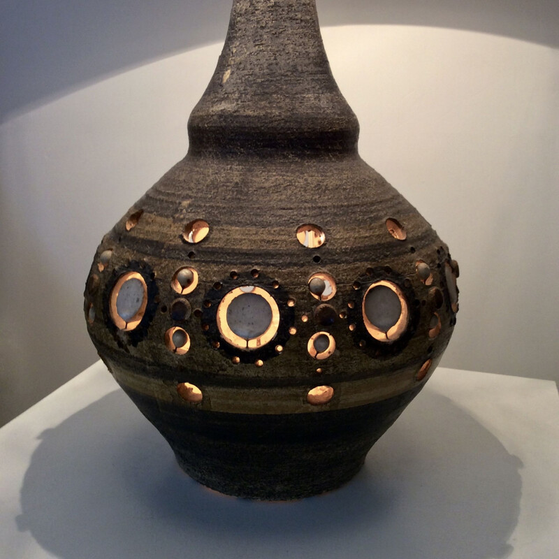 Large vintage ceramic lamp by Georges Pelletier, France, 1970s