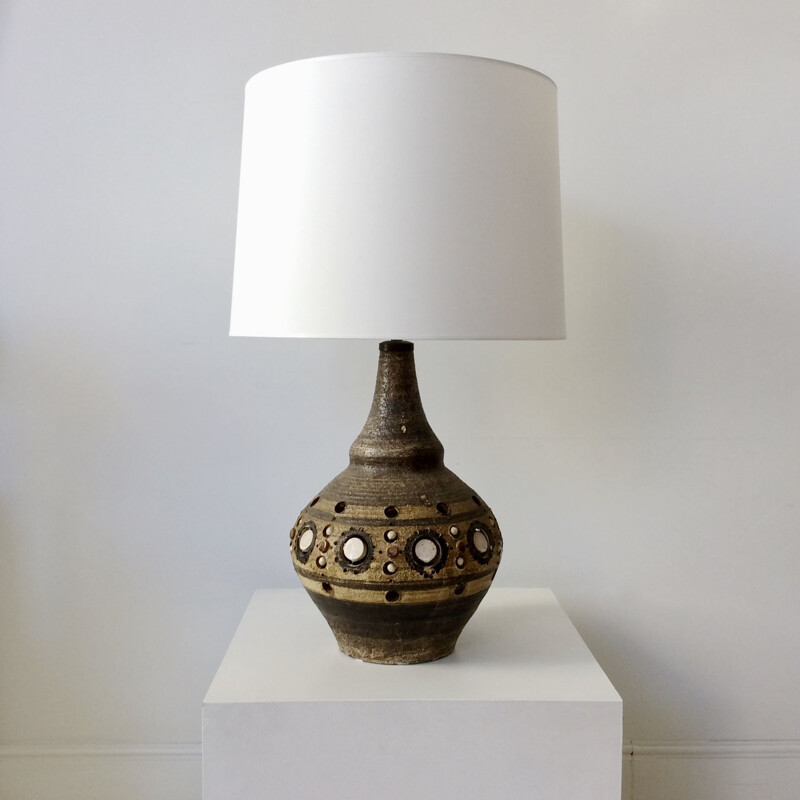 Large vintage ceramic lamp by Georges Pelletier, France, 1970s