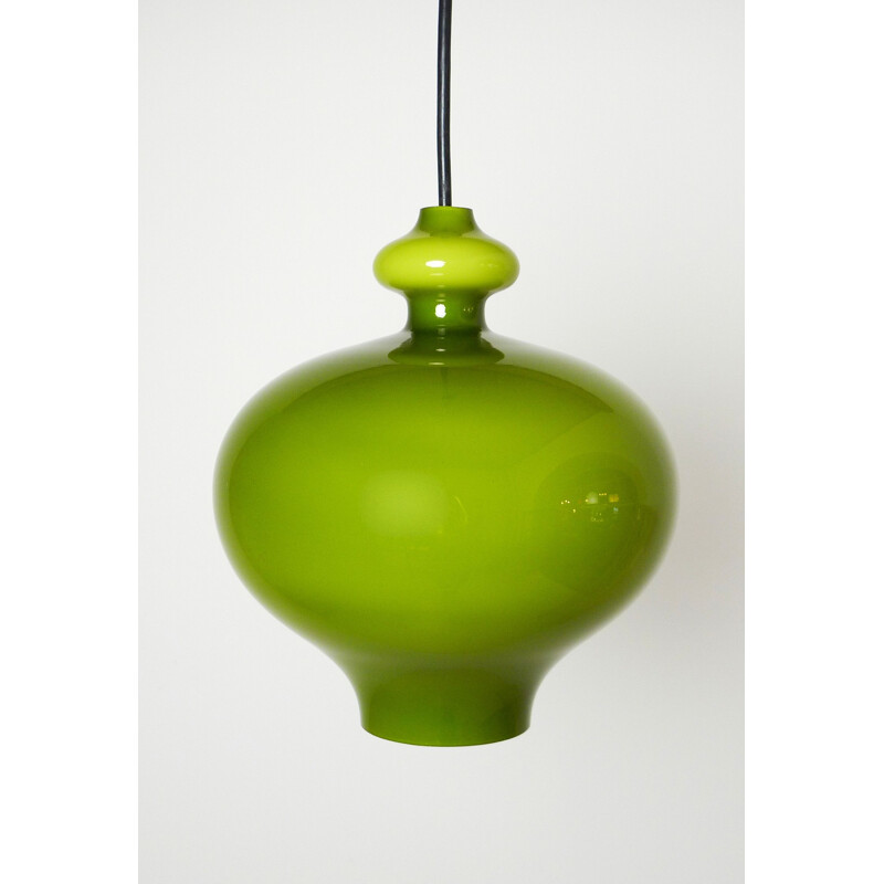 Vintage Green Handblown Glass Pendant Lamp from Staff Leuchten, Germany, 1960s