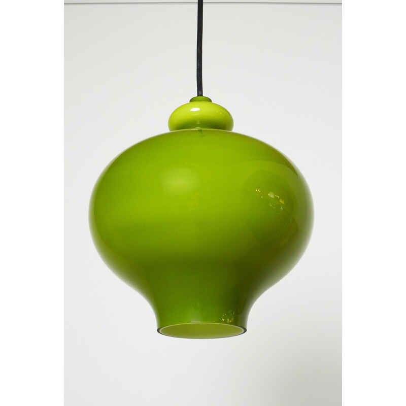 Vintage Green Handblown Glass Pendant Lamp from Staff Leuchten, Germany, 1960s