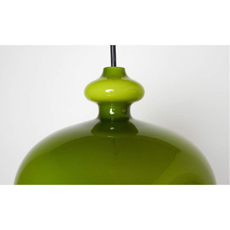 Vintage Green Handblown Glass Pendant Lamp from Staff Leuchten, Germany, 1960s
