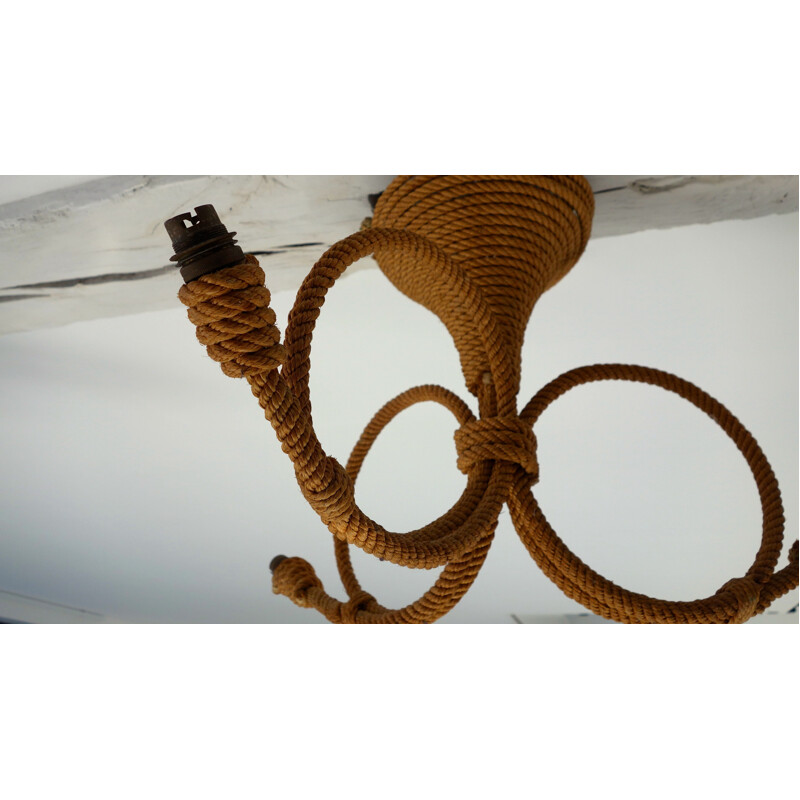 Vintage Vibo chandelier in rope, Adrien AUDOUX et Frida MINET - 1950s