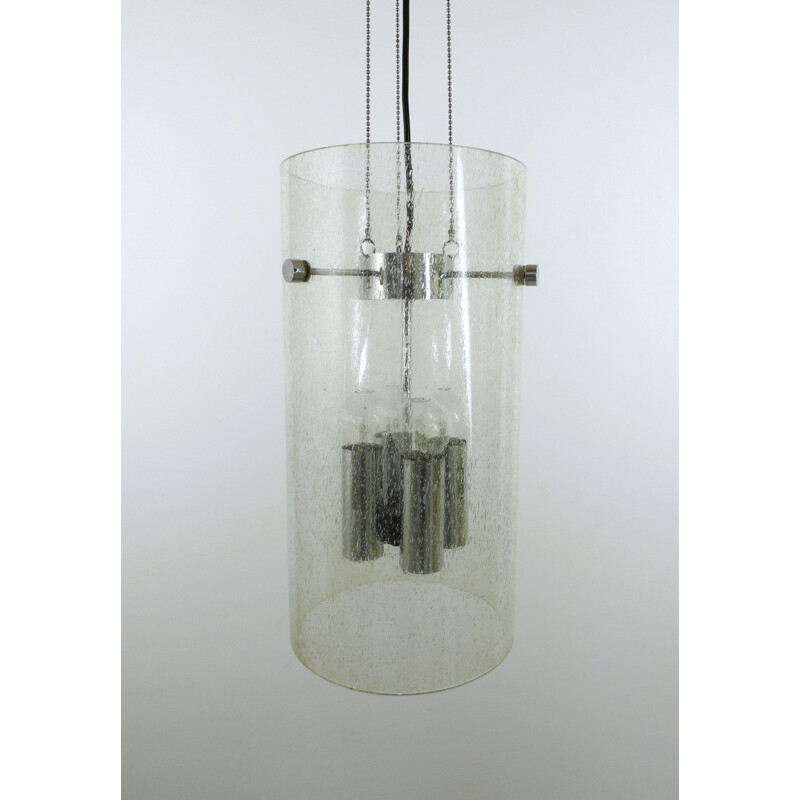 Vintage cylindrical glass suspension from Glashàtte Limburg, Germany 1970