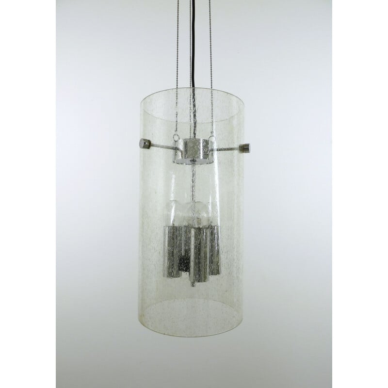 Vintage cylindrical glass suspension from Glashàtte Limburg, Germany 1970