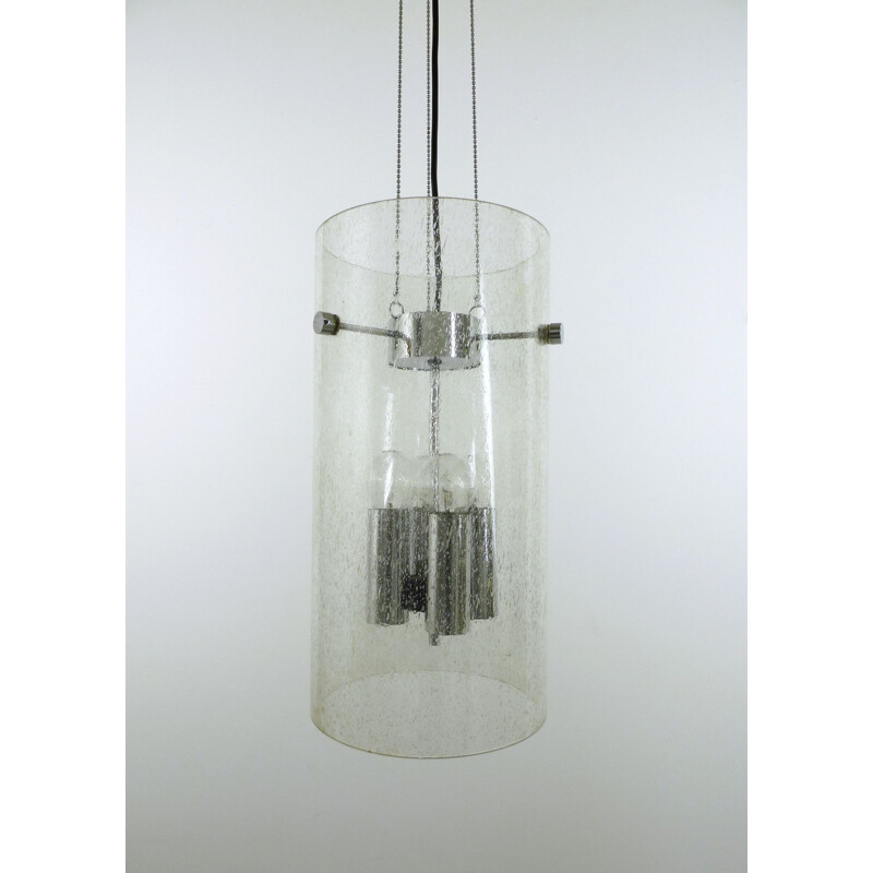 Vintage cylindrical glass suspension from Glashàtte Limburg, Germany 1970