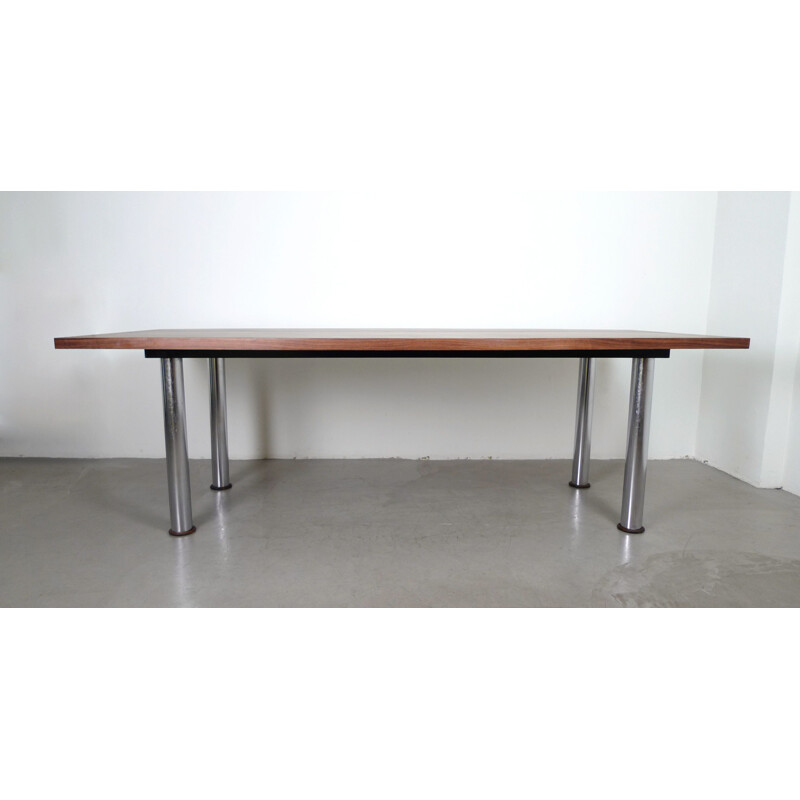Hull shaped walnut vintage dining table, Germany, 1970s