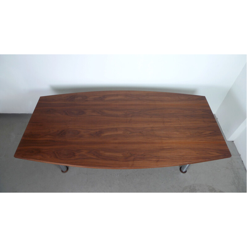 Hull shaped walnut vintage dining table, Germany, 1970s