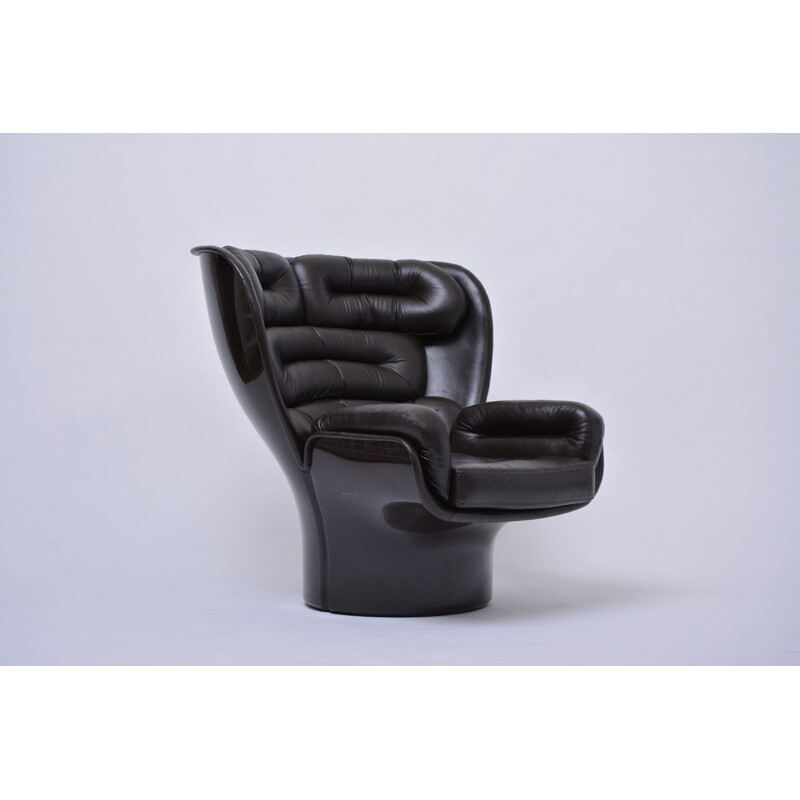 Fauteuil Elda vintage brun foncé par Joe Colombo pour Comfort, 1963