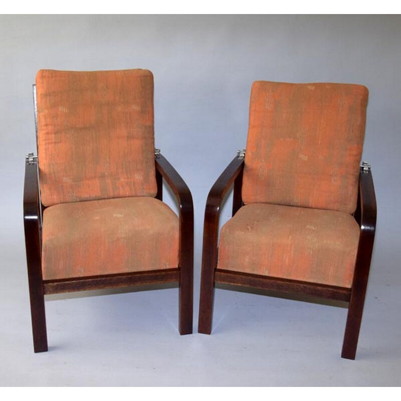 Pair of vintage Art Deco armchairs by Jan Vanek for UP Zavody, 1920s