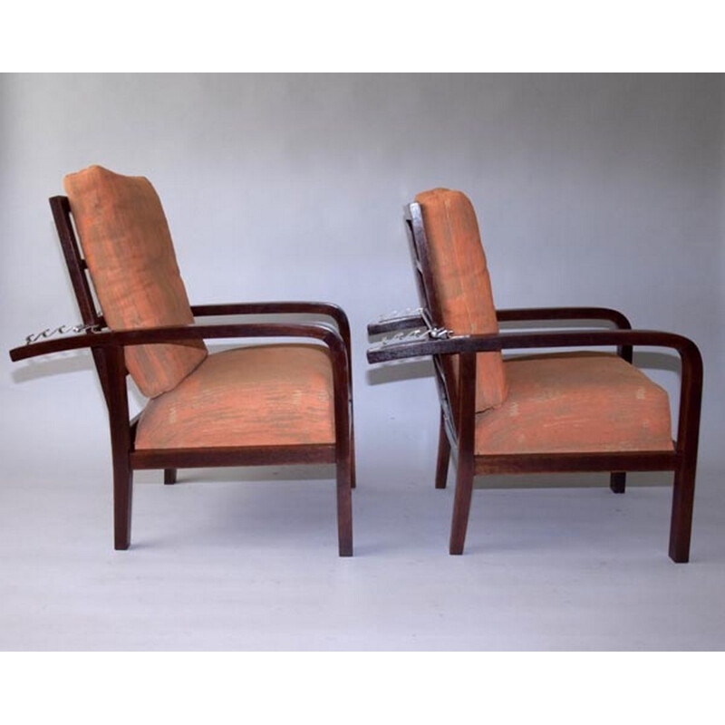 Pair of vintage Art Deco armchairs by Jan Vanek for UP Zavody, 1920s