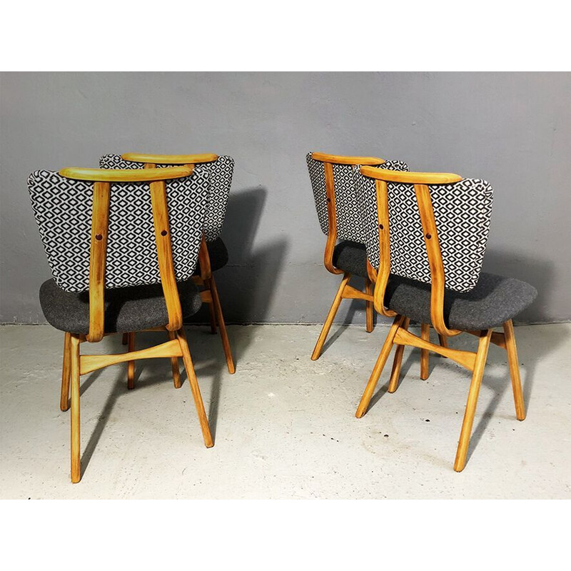 Ensemble de 4 chaises vintage grises, 1960