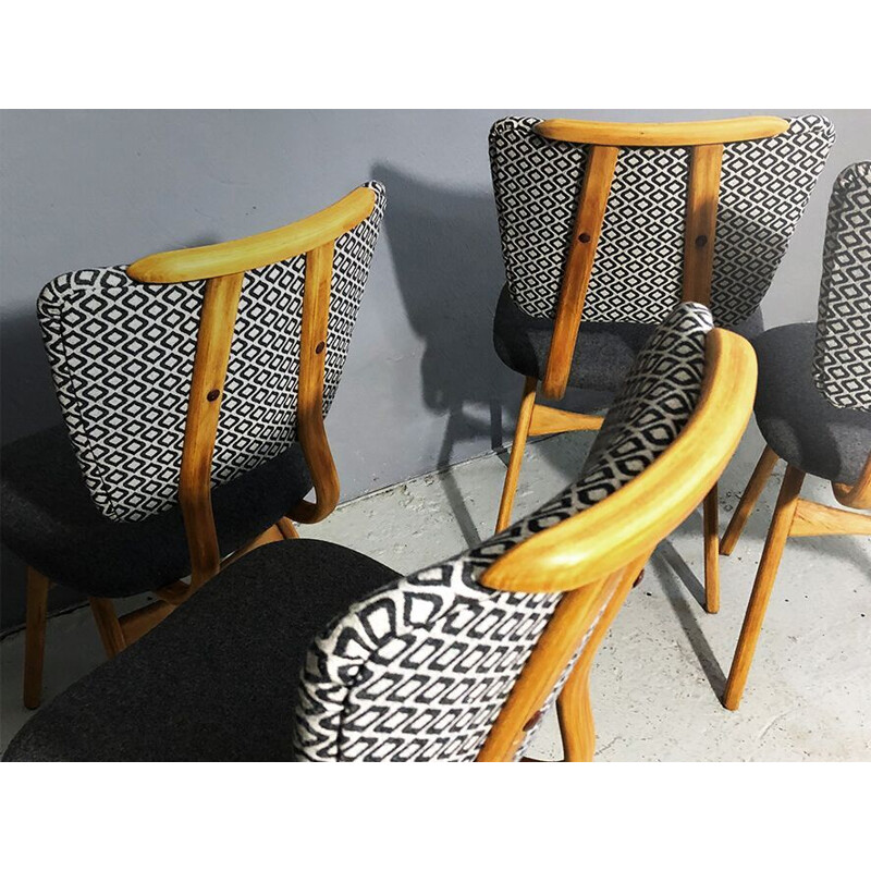 Set of 4 grey vintage chairs, 1960s