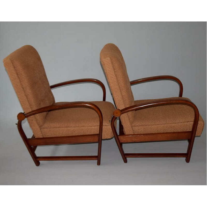 Pair of 2 Art Deco vintage armchairs by Kropacek and Kozelka, 1920s