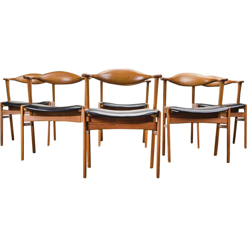 Set of 6 teak vintage armchairs by Erik Kirkegaard for Høng Stole Factory, 1960s