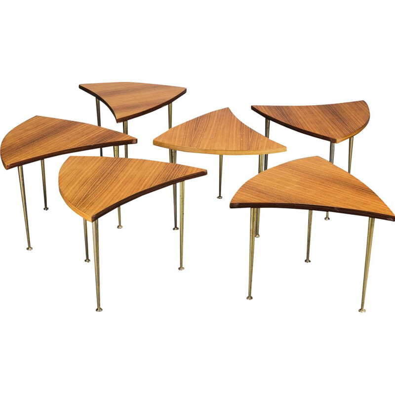Vintage Round Pinwheel Teak Coffee Table, 1960s