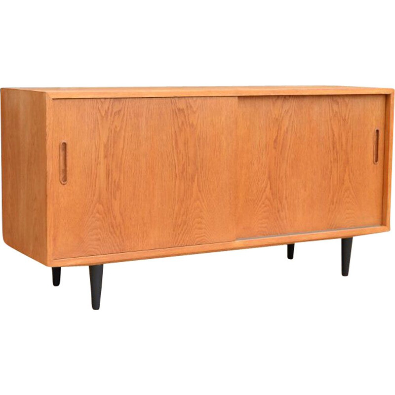 Vintage Scandinavian oak sideboard with sliding doors, 1960