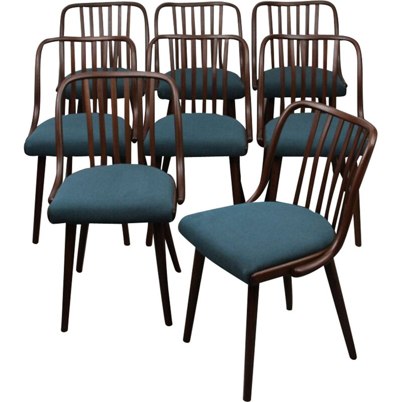 Suite of 8 vintage chairs by Antonin Suman for Jitona, 1960s