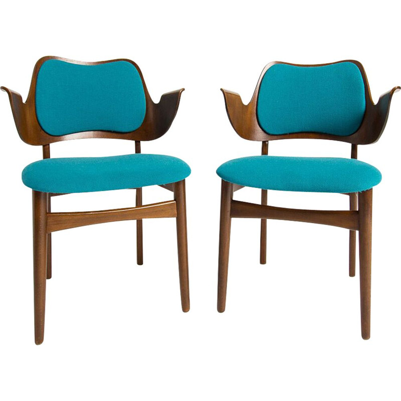 Set of 2 vintage chairs by Hans Olsen for Bramin Mobler, Denmark, 1950s