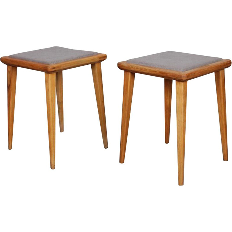 Set of 2 vintage stools by Franciszek Aplewicz for LAD, 1960s