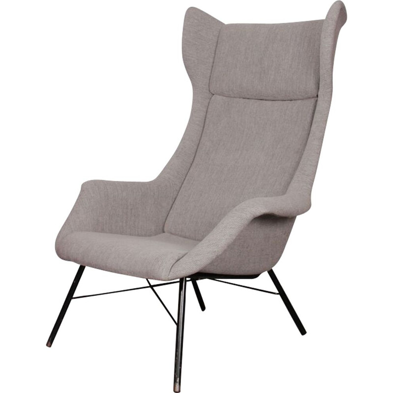 Grijze vintage fauteuil van Miroslav Navratil voor Ton, 1960