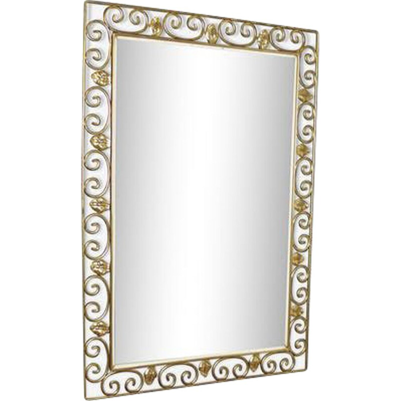 Vintage mirror in gold wrought iron, 1940s