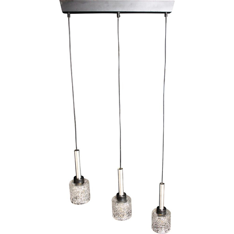 Vintage hanglamp van glas en chroom, 1960
