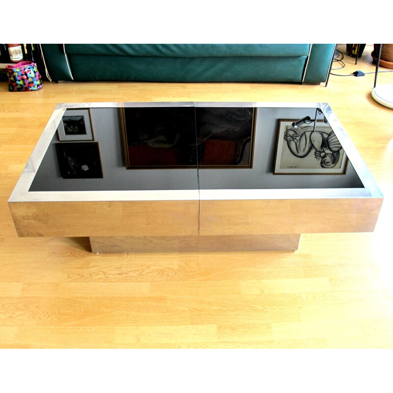 Vintage coffee table with bar, 1970s