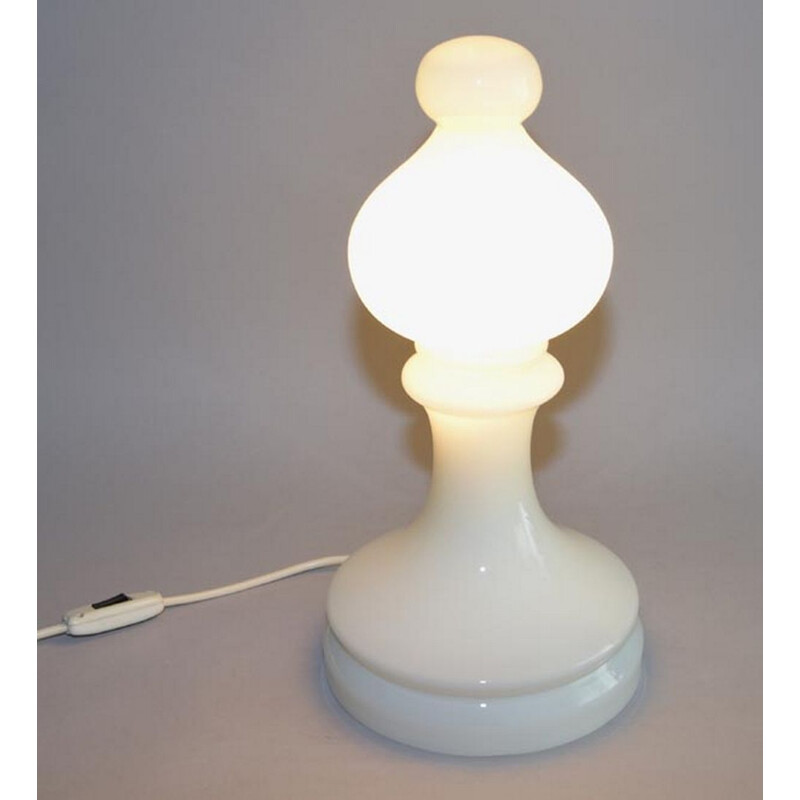 Vintage lamp in white glass by Ivan Jakeš for Osvětlovací, 1970s