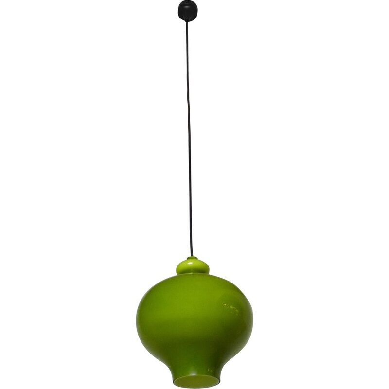 Vintage Green Handblown Glass Pendant Lamp from Staff Leuchten, Germany, 1960s