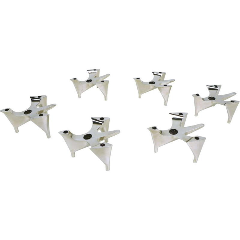 Set of 6 vintage Vogelflug candle holders by Hammonia Motard, Germany 1970