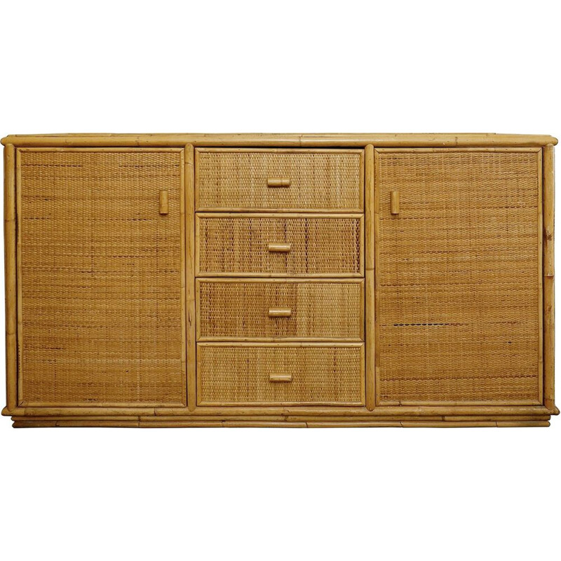 Vintage bamboo and rattan buffet, 1970s