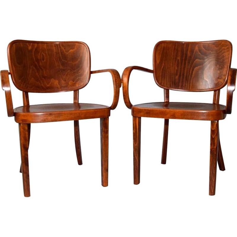 Pair of vintage armchairs by Bernkop, Czechoslovakia, 1920s