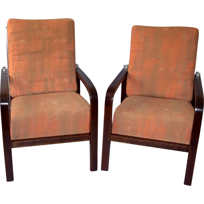 Pair of vintage Art Deco armchairs by Jan Vanek for UP Zavody, 1920s