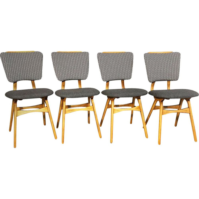 Ensemble de 4 chaises vintage grises, 1960