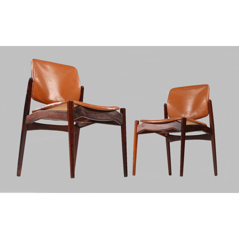 Set of 5 vintage rosewood dining chairs by Erik Buch