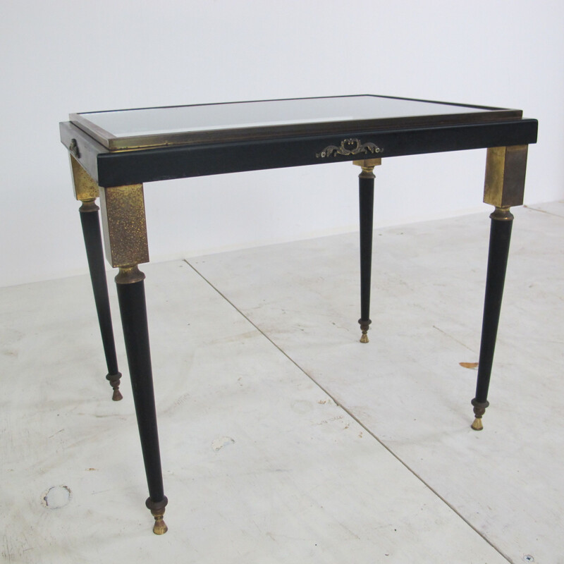 Vintage brass and glass side table, 1950s