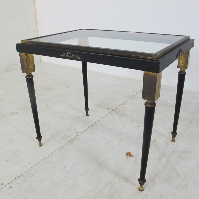 Vintage brass and glass side table, 1950s