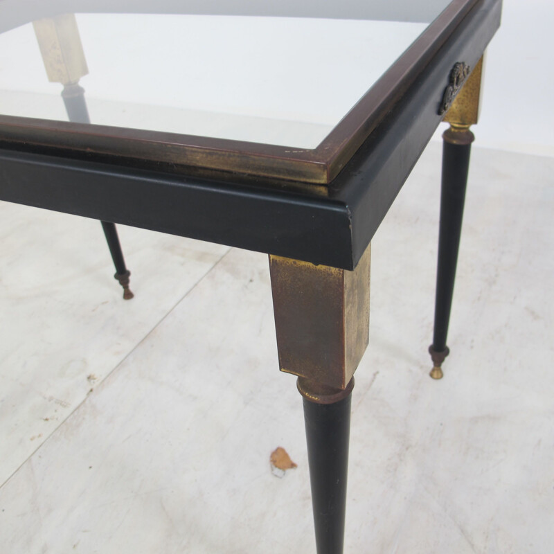 Vintage brass and glass side table, 1950s