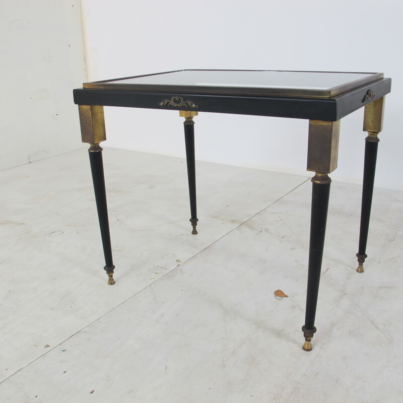 Vintage brass and glass side table, 1950s