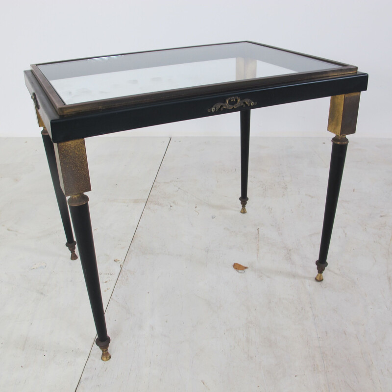 Vintage brass and glass side table, 1950s