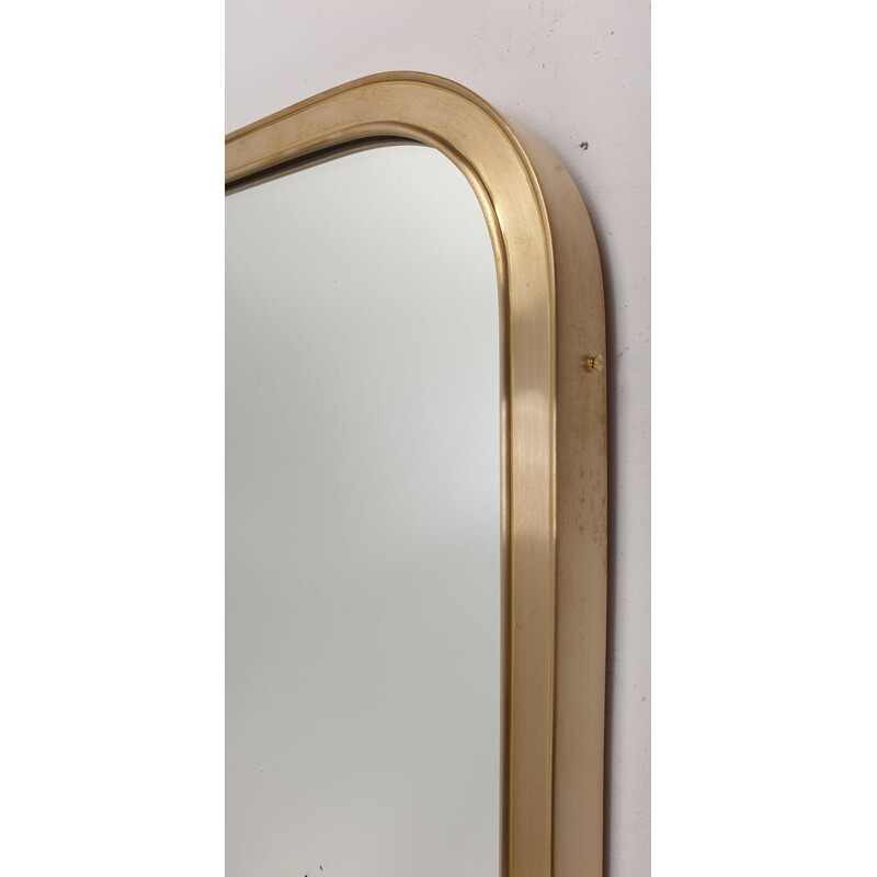 Vintage wall mirror in crystal with brass frame, 1950s