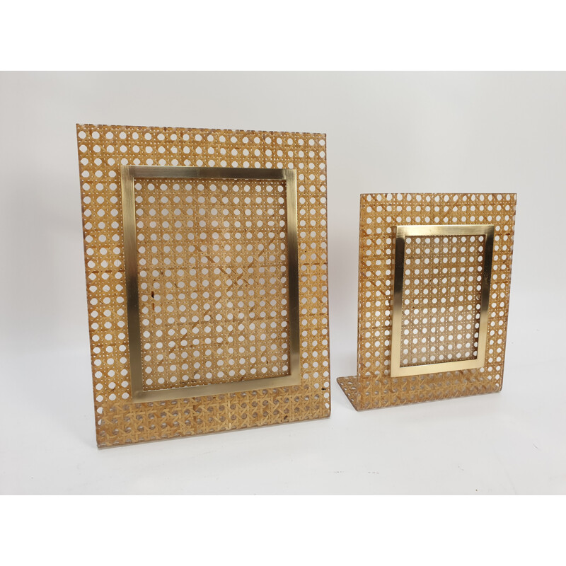 Set of 2 vintage rattan picture frames, Italy, 1970s