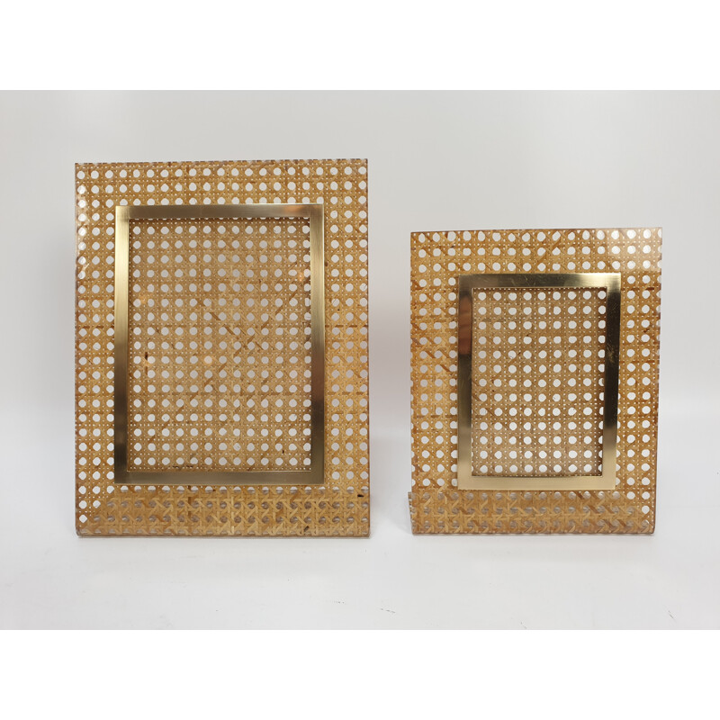 Set of 2 vintage rattan picture frames, Italy, 1970s