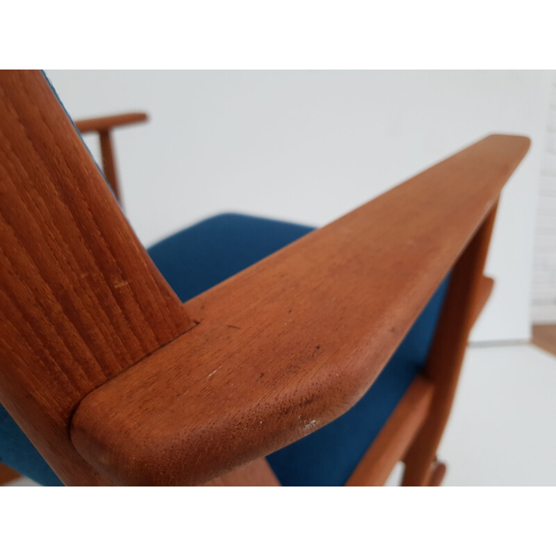 Vintage teak and wool rocking chair by Holger Georg Jensen,1960s