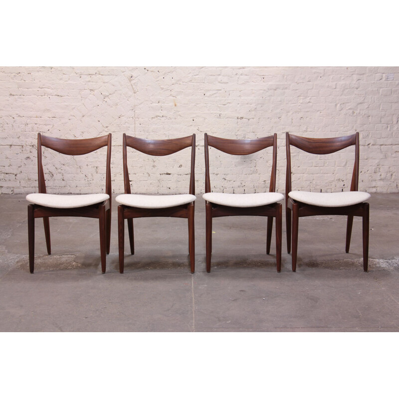 Set of 4 vintage scandinavian chairs by Kurt Ostervig for Bramin, 1960s